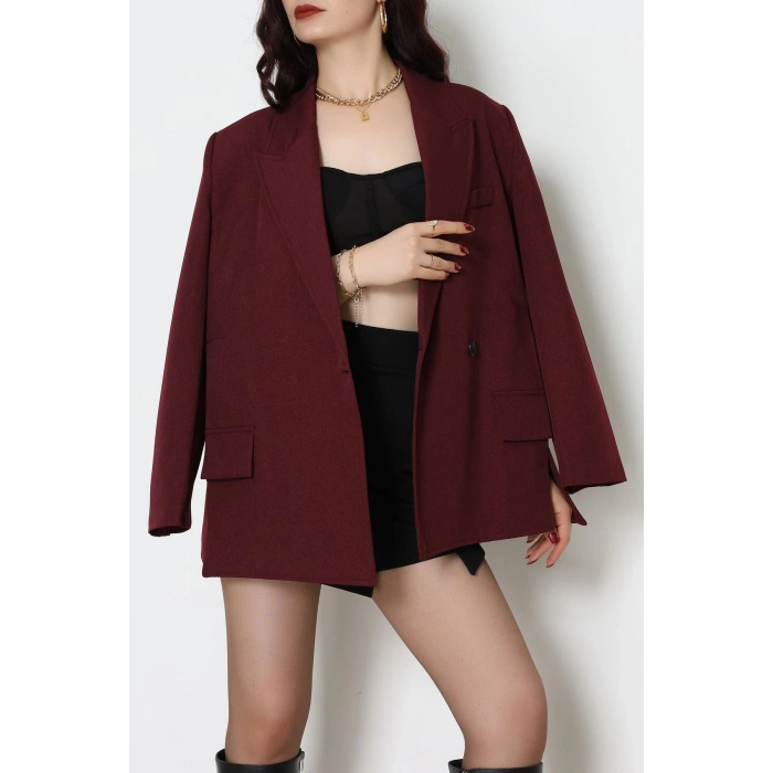 Yandan Yırtmaçlı Ceket Bordo - 6326.001.