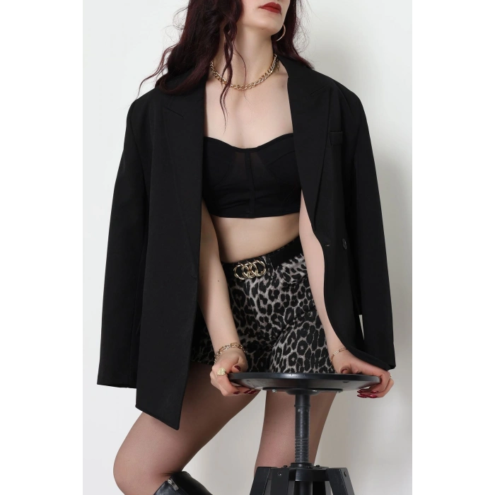 Yandan Yırtmaçlı Ceket Siyah - 6326.001.