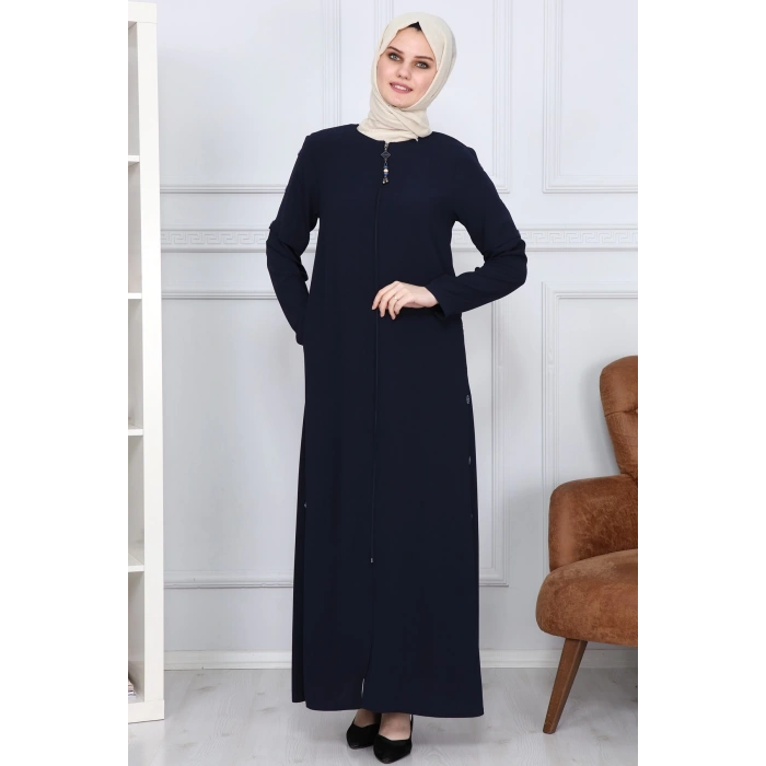 Yanları Boncuk detaylı ferace MDC2151 Lacivert