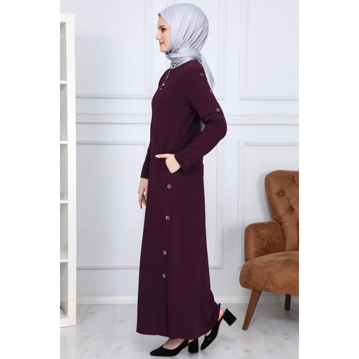 Yanları Boncuk detaylı ferace MDC2151 Mor