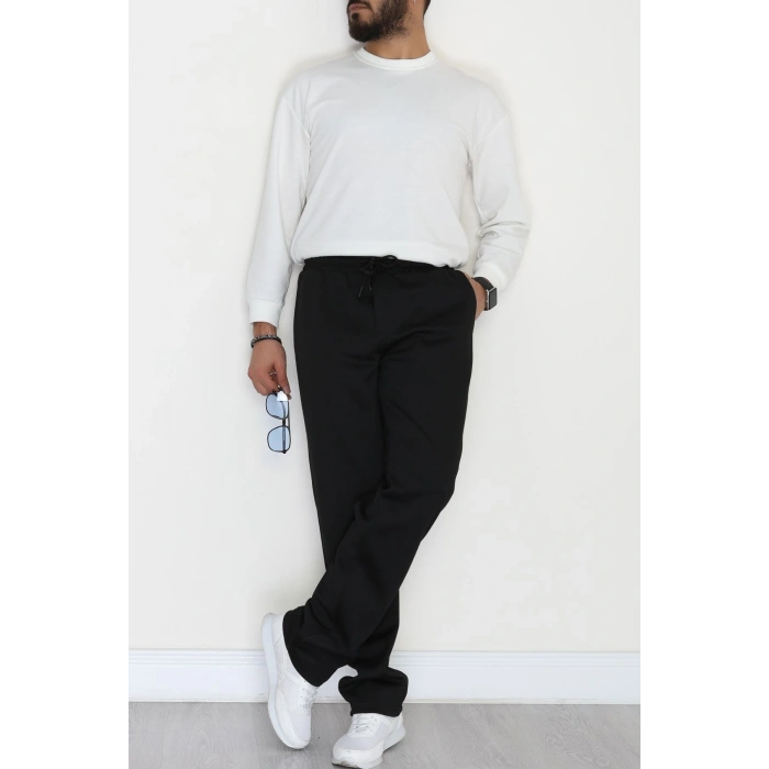 Yanları Çımalı Pike Erkek Pantolon Siyah - 42622.1837.