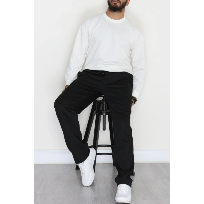 Yanları Çımalı Pike Erkek Pantolon Siyah - 42622.1837.