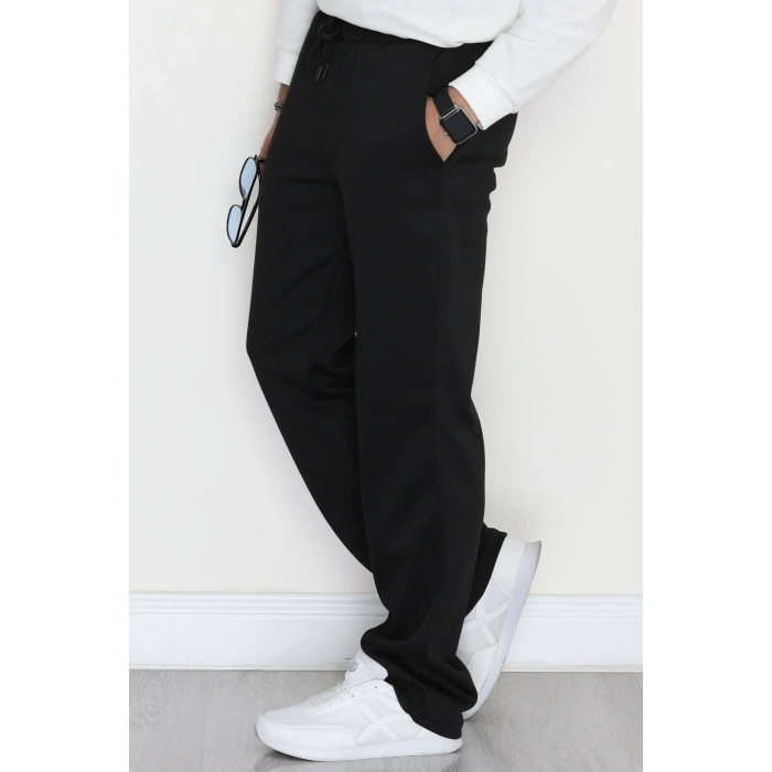 Yanları Çımalı Pike Erkek Pantolon Siyah - 42622.1837.