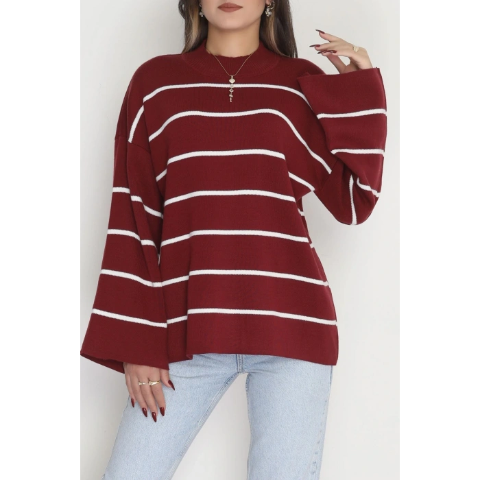 Yarım Balıkçı Yaka Triko Bluz Bordolatte - 3066.1577.