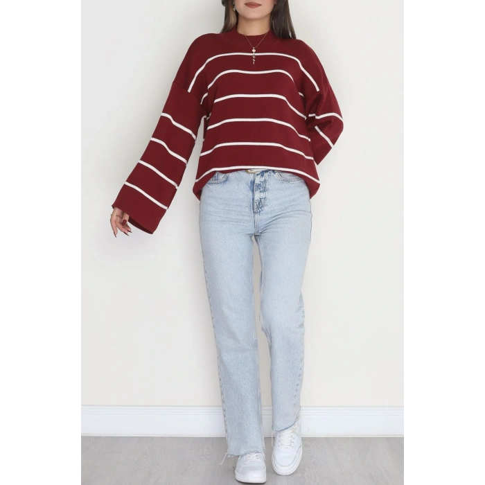 Yarım Balıkçı Yaka Triko Bluz Bordolatte - 3066.1577.