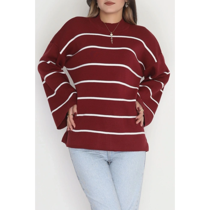 Yarım Balıkçı Yaka Triko Bluz Bordolatte - 3066.1577.