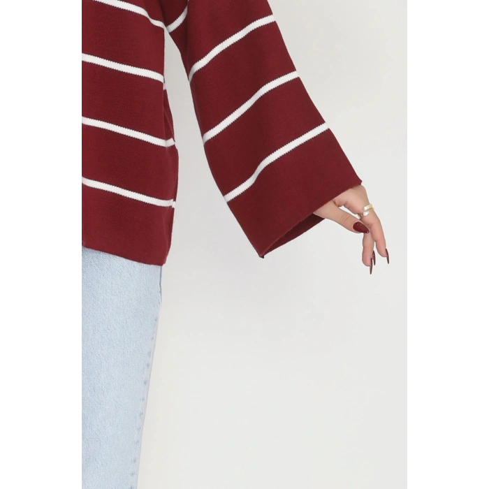 Yarım Balıkçı Yaka Triko Bluz Bordolatte - 3066.1577.