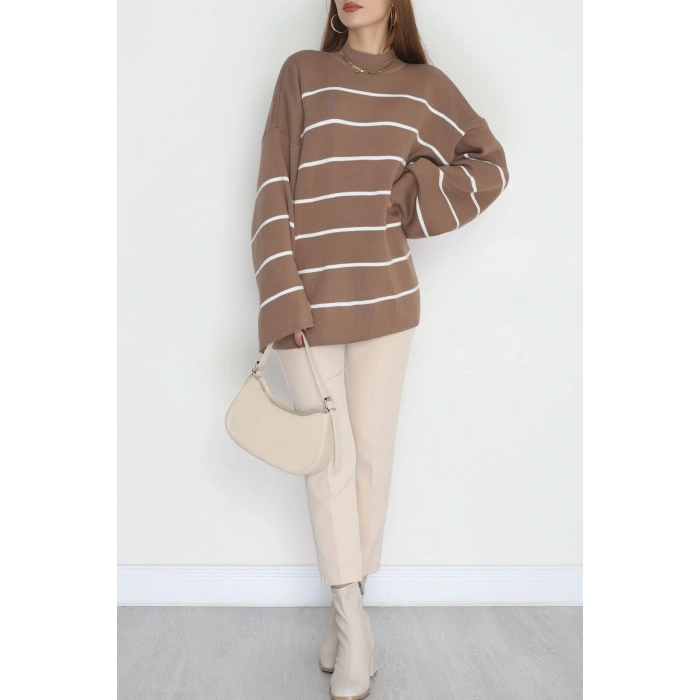 Yarım Balıkçı Yaka Triko Bluz Mochalatte - 3066.1577.