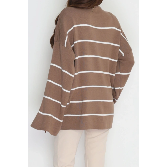 Yarım Balıkçı Yaka Triko Bluz Mochalatte - 3066.1577.