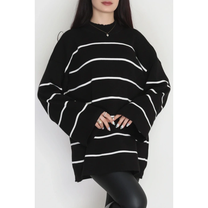 Yarım Balıkçı Yaka Triko Bluz Siyahlatte - 3066.1577.