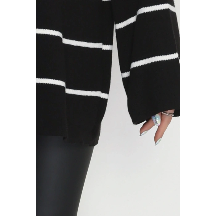 Yarım Balıkçı Yaka Triko Bluz Siyahlatte - 3066.1577.