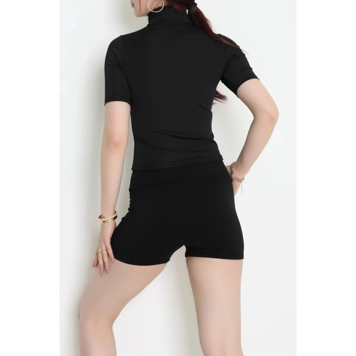 Yarım Fermuar Kısa Kollu Body Siyah - 43977.053.