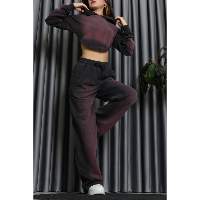 Yıkamalı Eşofman Takımı Mürdüm - 0085.1995.