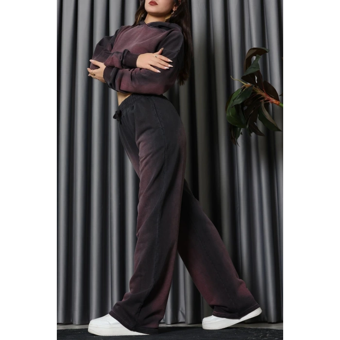 Yıkamalı Eşofman Takımı Mürdüm - 0085.1995.