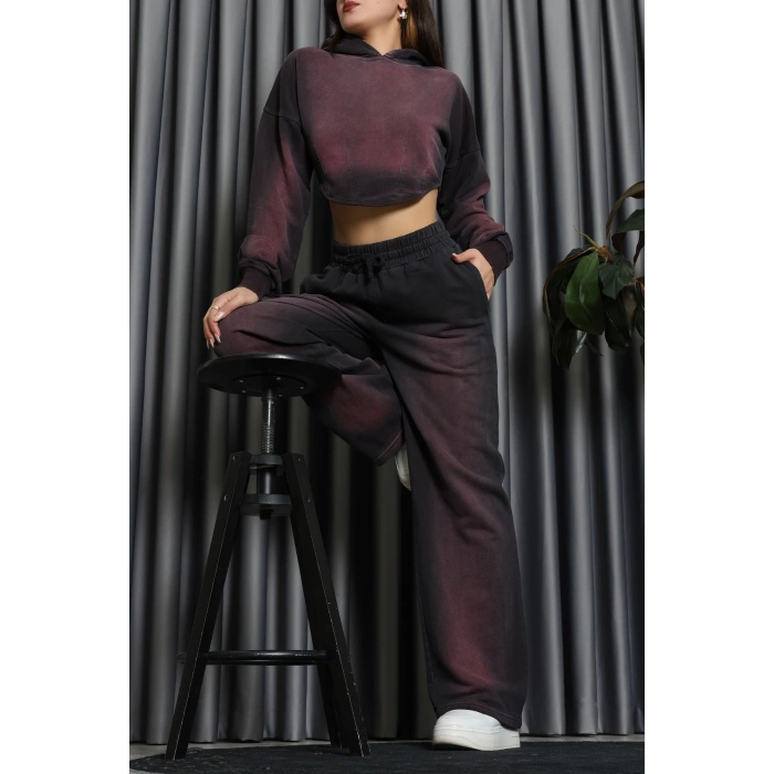 Yıkamalı Eşofman Takımı Mürdüm - 0085.1995.