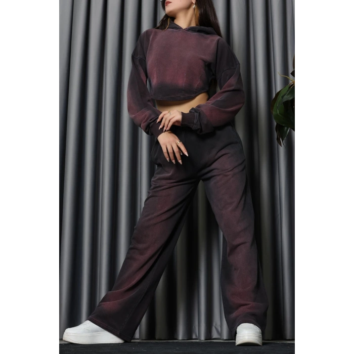 Yıkamalı Eşofman Takımı Mürdüm - 0085.1995.