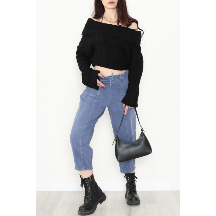 Yıkamalı Havuç Pantolon Açıkmavi - 51212.1779.