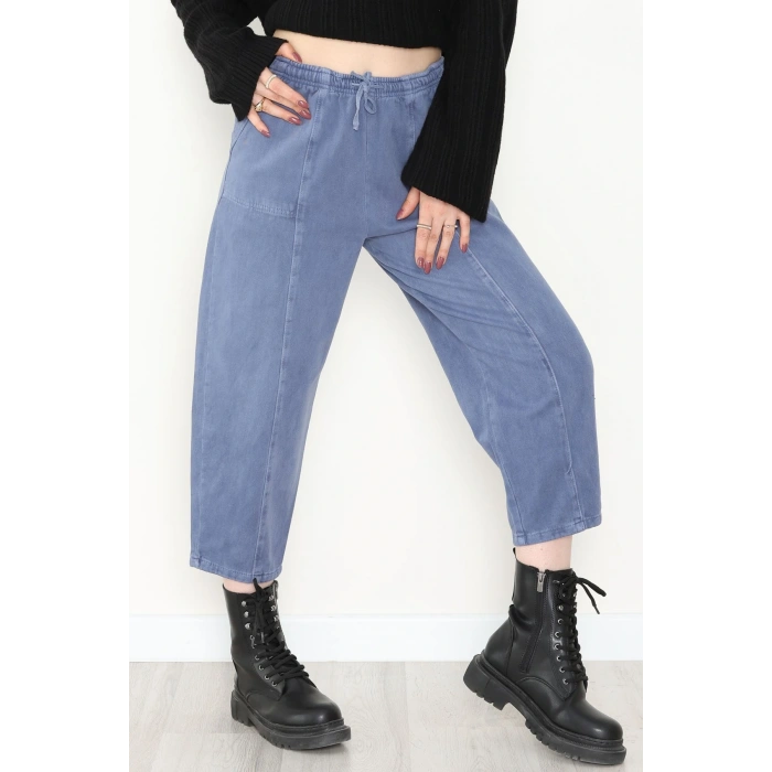 Yıkamalı Havuç Pantolon Açıkmavi - 51212.1779.