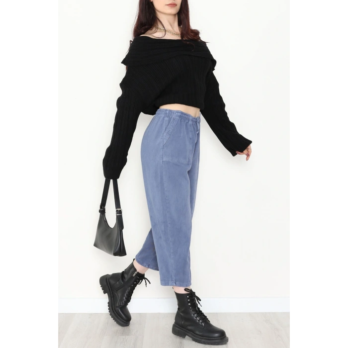 Yıkamalı Havuç Pantolon Açıkmavi - 51212.1779.