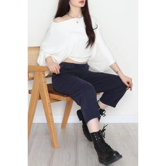 Yıkamalı Havuç Pantolon Lacivert - 51212.1779.