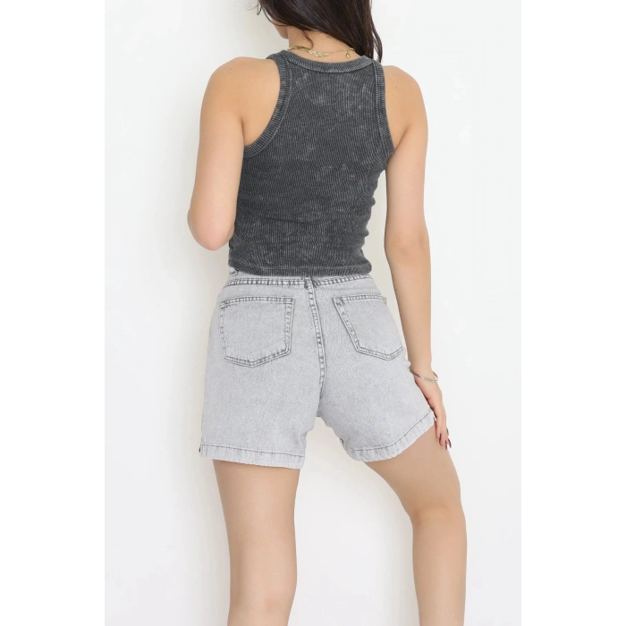 Yıkamalı Kaşkorse Kalp Nakışlı Body Antrasit - 71032.1748.