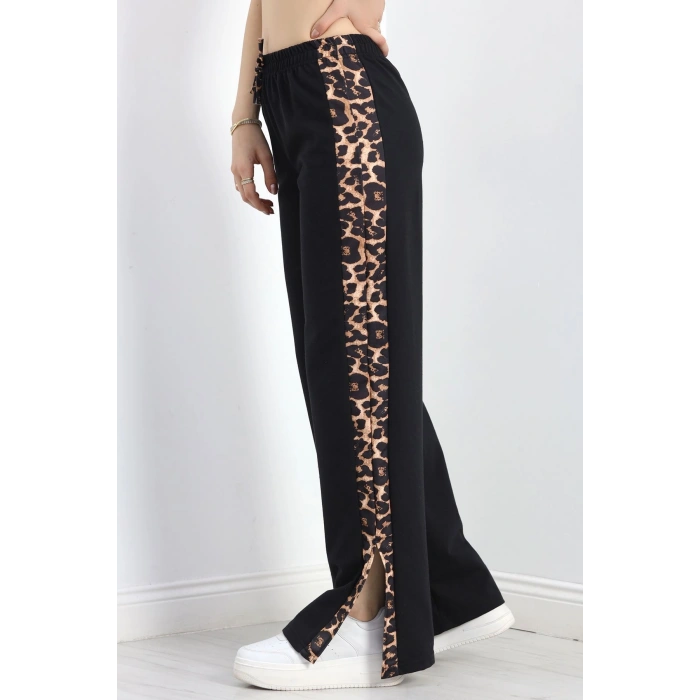 Yırtmaçlı Şeritli 2 İplik Eşofman Altı Siyah - 40022.1857.