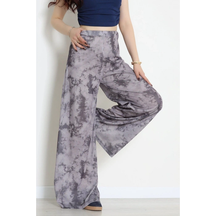 Yüksek Bel Bol Paça Pantolon Gri - 32252.1857.
