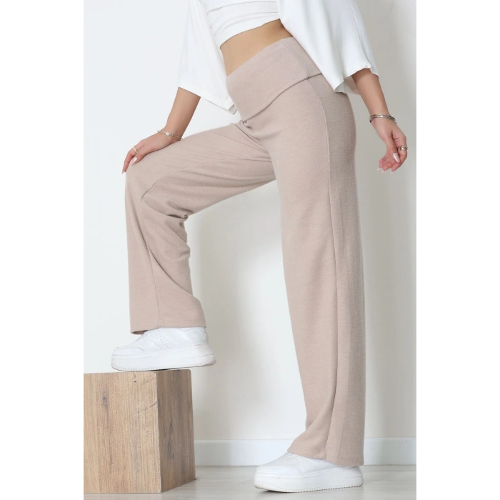 Yumoş Kumaş Beli Katlamalı Pantolon Latte - 51097.2114.