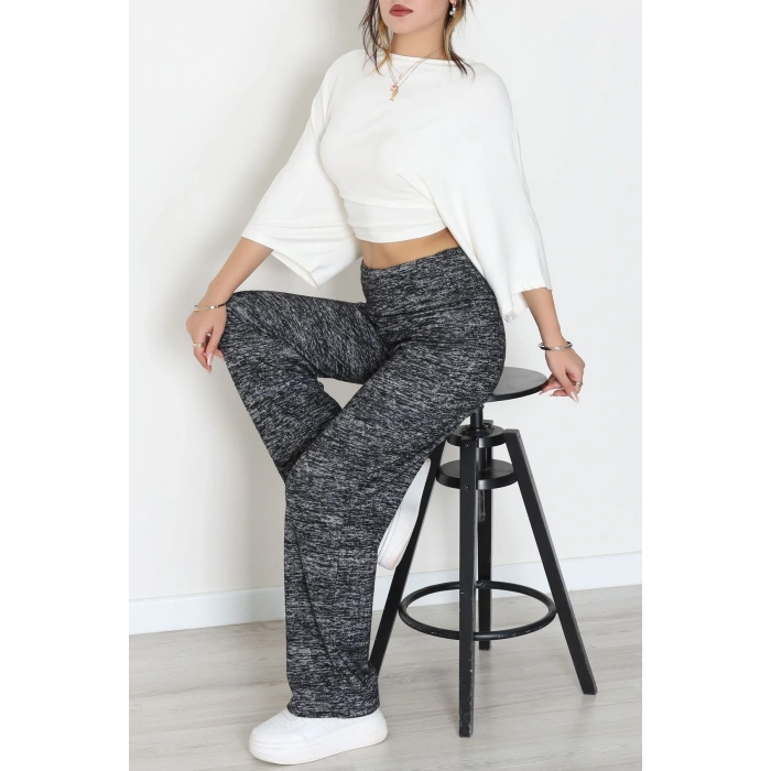 Yumoş Kumaş Beli Katlamalı Pantolon Siyah - 51097.2114.