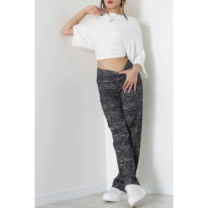 Yumoş Kumaş Beli Katlamalı Pantolon Siyah - 51097.2114.