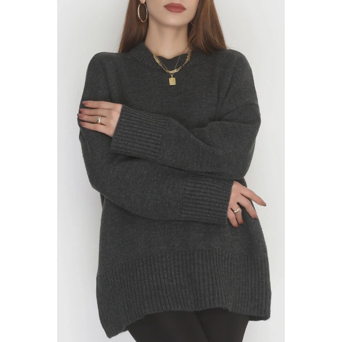 Yumuşak Dokulu Triko Kazak Antrasit - 51048.1765.