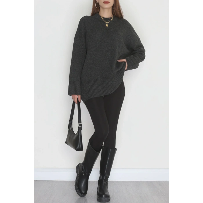 Yumuşak Dokulu Triko Kazak Antrasit - 51048.1765.