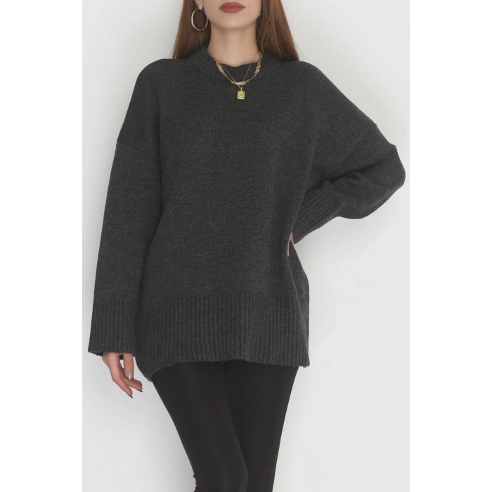 Yumuşak Dokulu Triko Kazak Antrasit - 51048.1765.