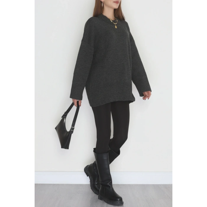 Yumuşak Dokulu Triko Kazak Antrasit - 51048.1765.