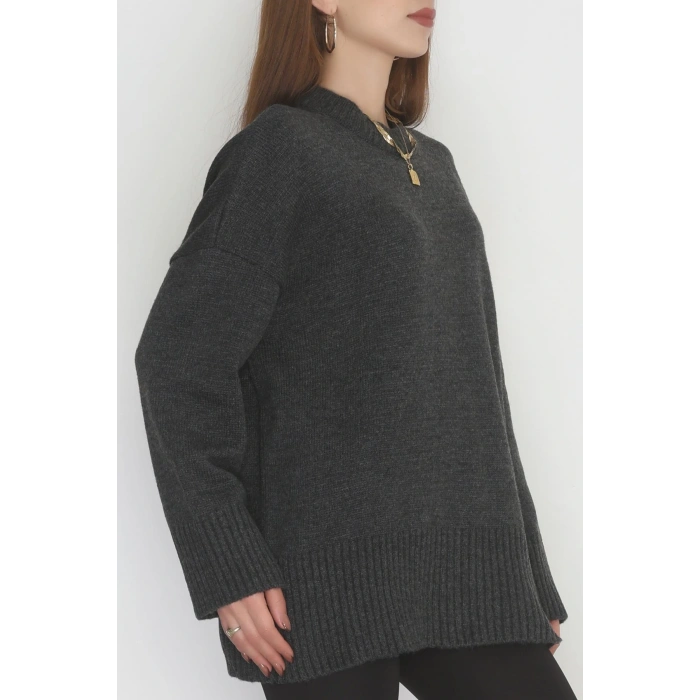 Yumuşak Dokulu Triko Kazak Antrasit - 51048.1765.