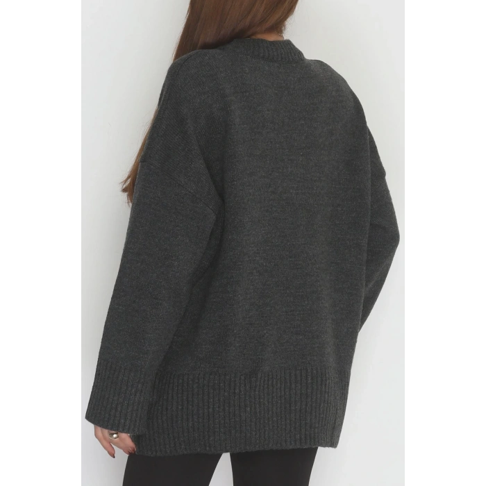 Yumuşak Dokulu Triko Kazak Antrasit - 51048.1765.