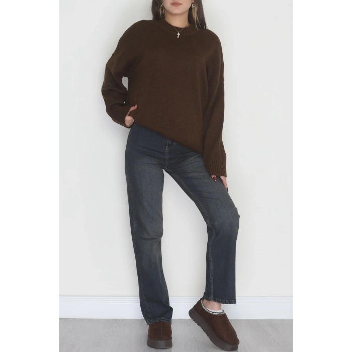 Yumuşak Dokulu Triko Kazak Kahve - 51048.1765.