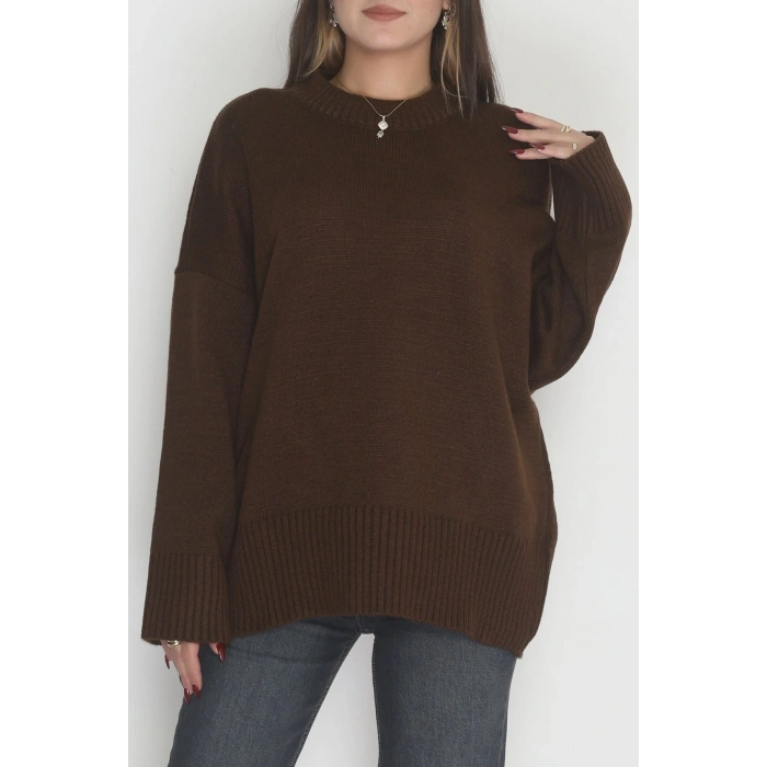 Yumuşak Dokulu Triko Kazak Kahve - 51048.1765.