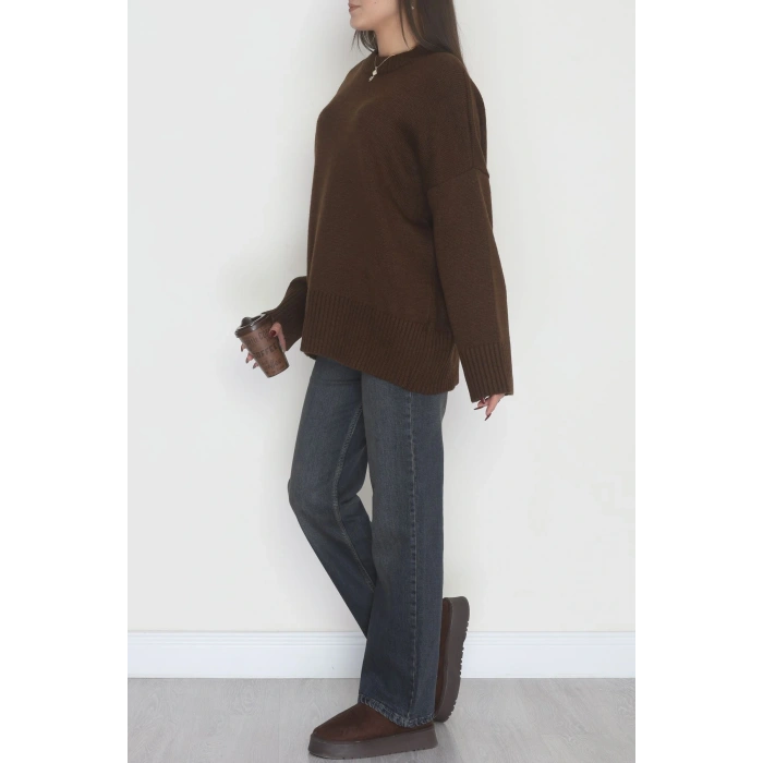 Yumuşak Dokulu Triko Kazak Kahve - 51048.1765.