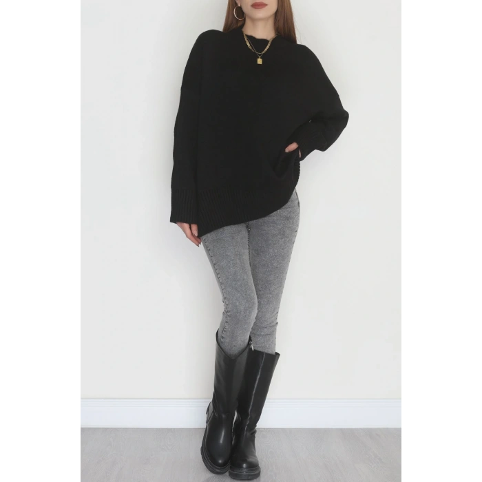 Yumuşak Dokulu Triko Kazak Siyah - 51048.1765.