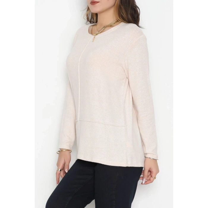 Yün Çilek Bluz Bej - 51065.2114.