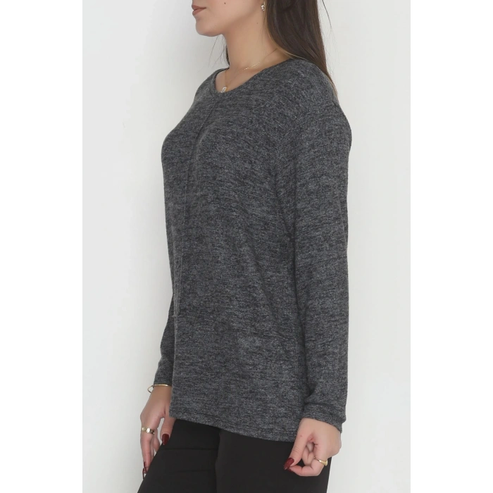 Yün Çilek Büyük Beden Bluz Füme - 51065.2114.