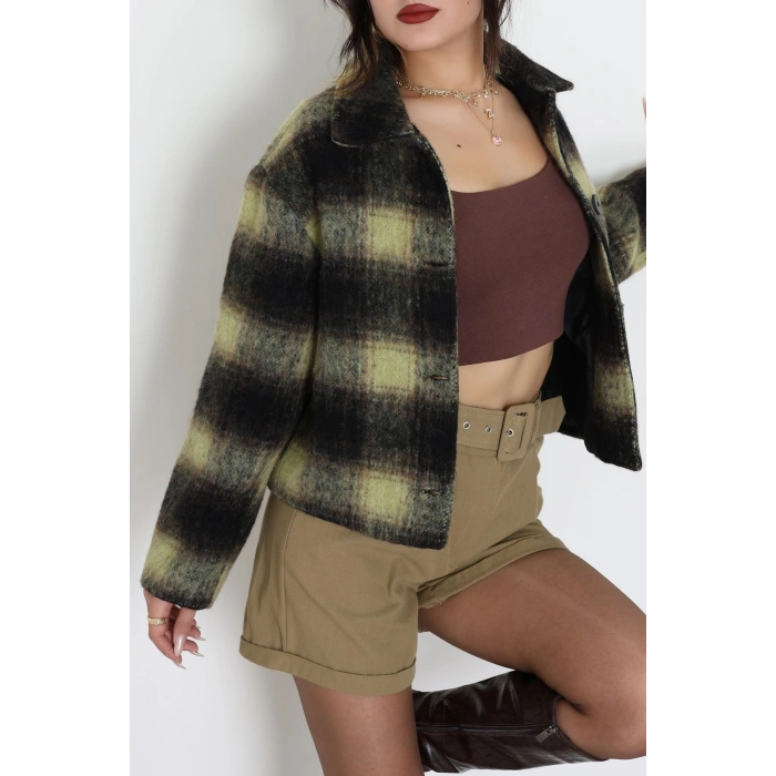 Yün Crop Kaban Yeşil - 6321.001.