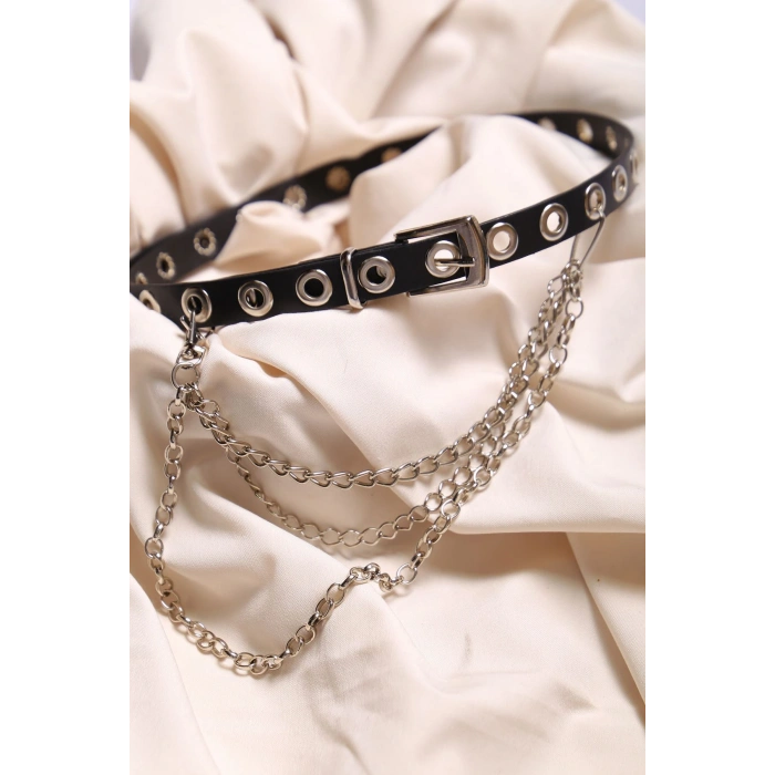 Zincir Aksesuarlı Kemer Siyah - 9920.1140.