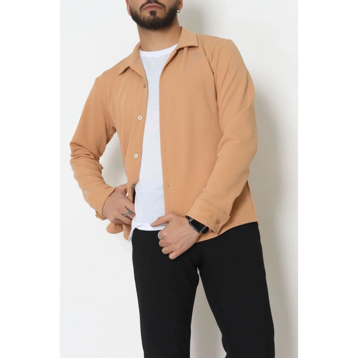 Zra Krep Erkek Gömlek Camel - 42188.1937.