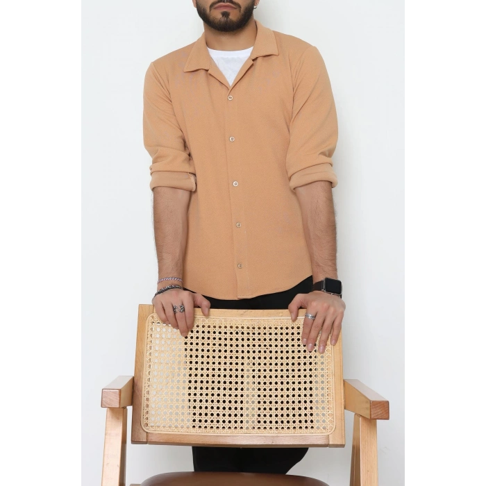 Zra Krep Erkek Gömlek Camel - 42188.1937.
