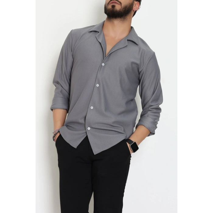 Zra Krep Fitilli Erkek Gömlek Füme - 31804.1937.