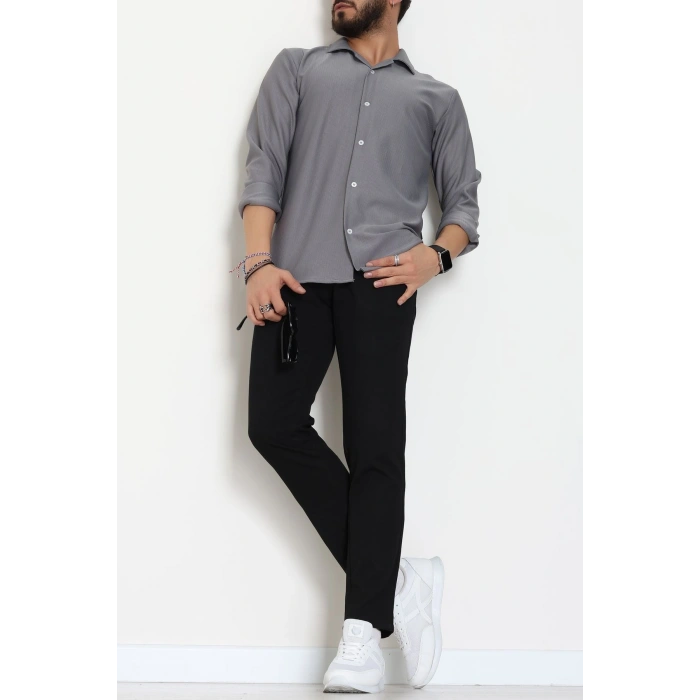 Zra Krep Fitilli Erkek Gömlek Füme - 31804.1937.