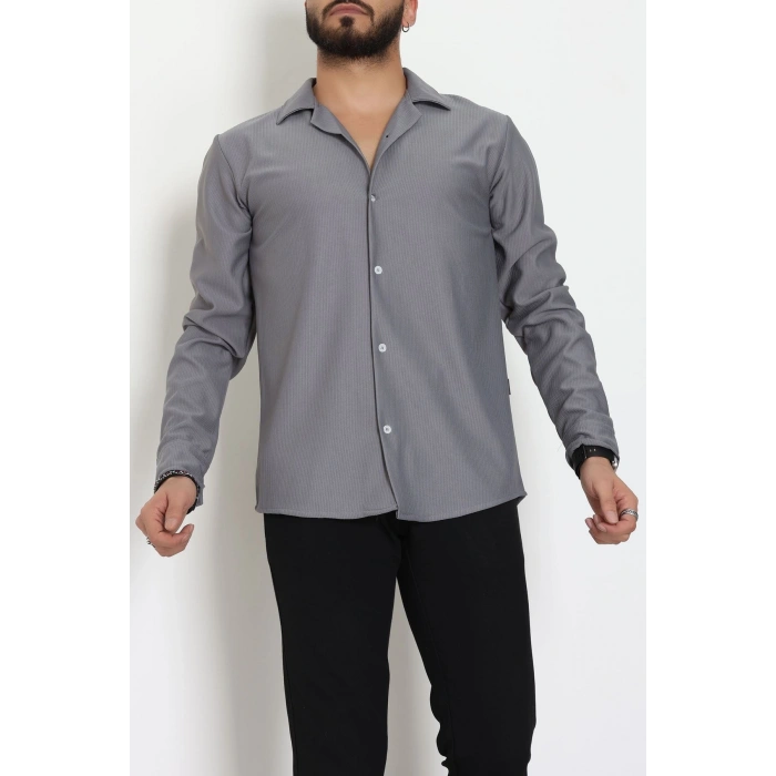 Zra Krep Fitilli Erkek Gömlek Füme - 31804.1937.