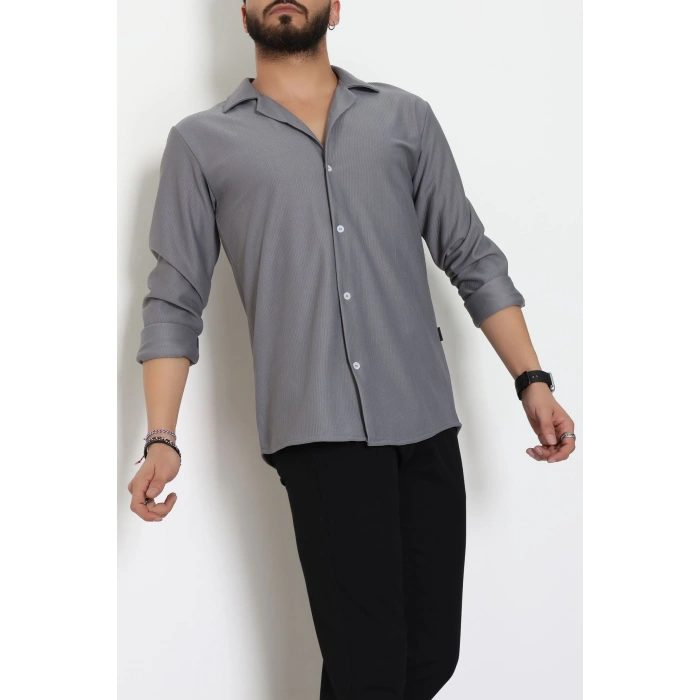 Zra Krep Fitilli Erkek Gömlek Füme - 31804.1937.